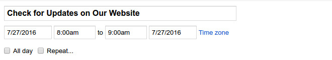 Google calendar reminder to check for updates
