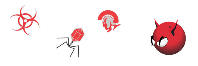 ClamAV logo with viruses and trojan malware
