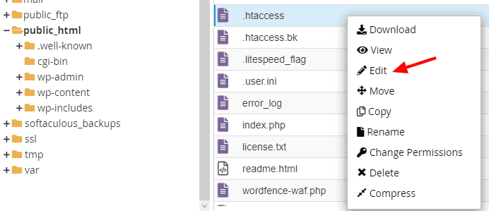 edit htaccess