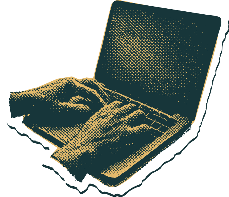 Hands typing on a laptop